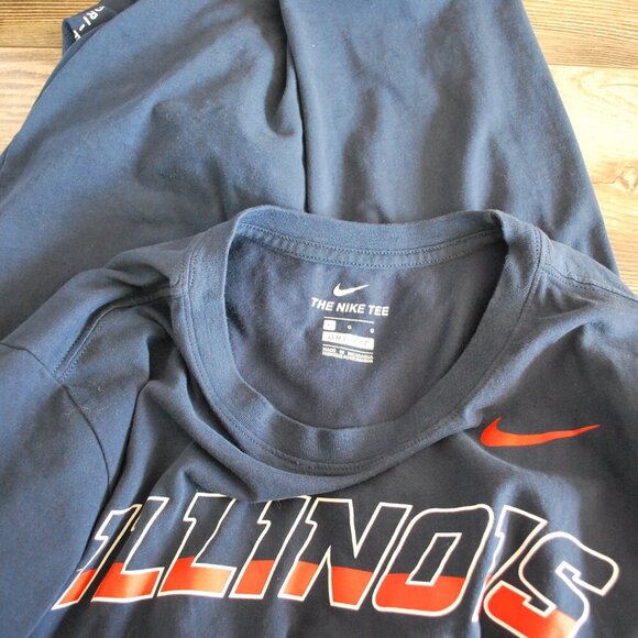 The Nike Tee Fighting Illini Illinois Athletic Tee Navy Orange Lg - Picture 2 of 2
